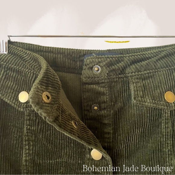Blue Spice Corduroy Button Up Mini Skirt - Forest Green - Picture 3 of 4
